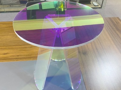 亚克力茶几边几彩虹炫彩玻璃圆桌 网红摄影道具服装展台图5