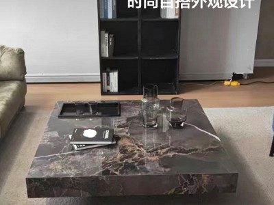 意式极简岩板茶几轻奢现代简约小户型客厅家用正方形设计师新茶桌图2