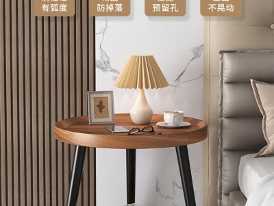 工厂现货北欧极简小户型茶几圆形客厅双层边几民宿床头小圆桌批发图4