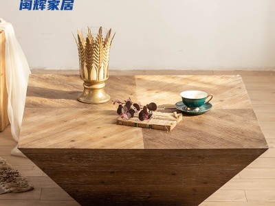 侘寂风复古做旧实木茶几小户型客厅沙发边几民宿酒店木质咖啡桌子图3