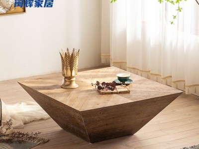 侘寂风复古做旧实木茶几小户型客厅沙发边几民宿酒店木质咖啡桌子图5