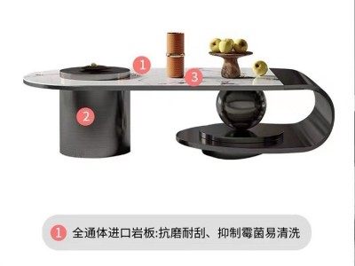 轻奢风现代岩板茶几家用客厅小户型长方形设计师款创意高端茶几桌图5