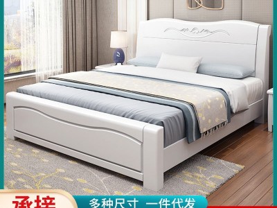 现代简约中式橡胶实木床1.5儿童单人床公寓主卧床储物1.8米双人床