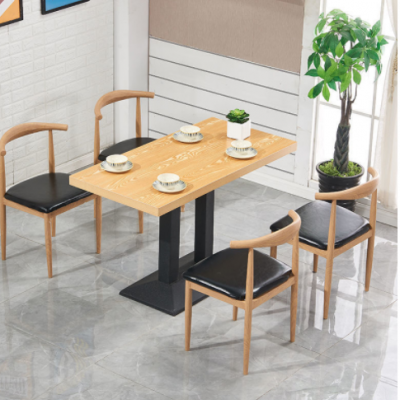 快餐桌椅组合饭店餐厅小吃餐饮商用桌板凳子奶茶店咖啡厅小圆方桌