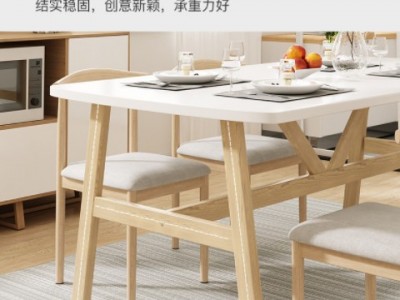 吃饭桌家用餐桌椅小户型现代简约餐厅组合北欧美式饭桌长方形餐桌图3