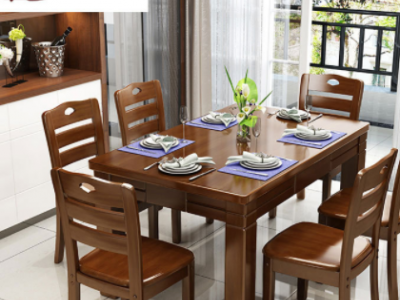 厂家直销现代简约新中式实木餐方桌橡胶木餐桌餐厅家具一桌六椅