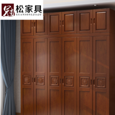 中式实木衣柜卧室经济型三四五六门衣橱三开门木质家用转角家具
