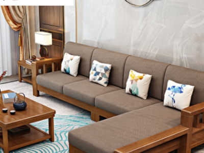 现代简约实木沙发家具贵妃客厅中式小户型木加布储物高箱沙发组合
