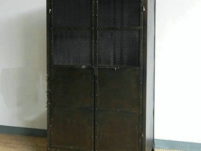 美式法式乡村家具做旧铁艺书架工业风格铁皮书柜餐边柜文件柜矮柜图2