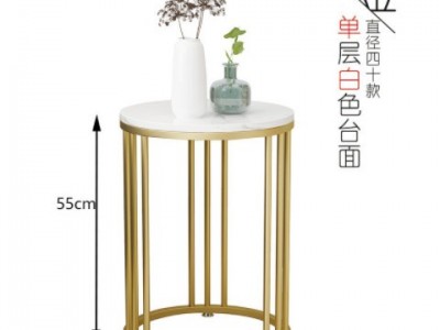 轻奢大理石边几现代小茶几角几客厅沙发卧室边柜网红北欧小圆边桌图2