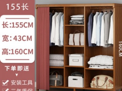 衣柜家用卧室现代简约实木衣橱出租房用衣柜推拉门简易柜子储物柜图3
