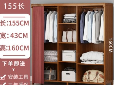 衣柜家用卧室现代简约实木衣橱出租房用衣柜推拉门简易柜子储物柜图2