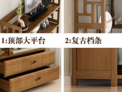 博古架实木新中式多宝阁茶叶展示陈列柜茶室置物古董货架客厅隔断图3