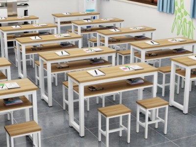 中小学生课桌椅辅导班培训桌员工阅览学习桌简约单双人桌批发图3