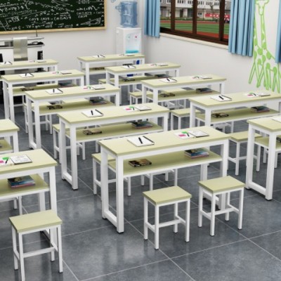 中小学生课桌椅辅导班培训桌员工阅览学习桌简约单双人桌批发