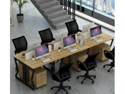 四人位职员办公桌台式电脑桌椅组合 6人位屏风蝴蝶办公桌钢木桌脚图2