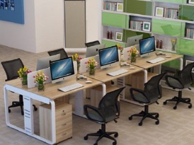 6人位职员办公桌员工台式电脑桌椅组合简约四人位屏风隔断办公桌
