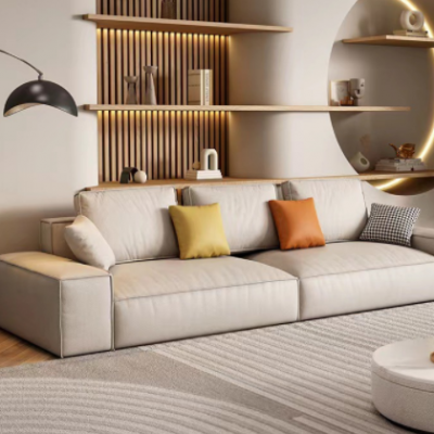 轻奢科技布沙发小户型意式极简客厅组合豆腐块布艺沙发家具批发