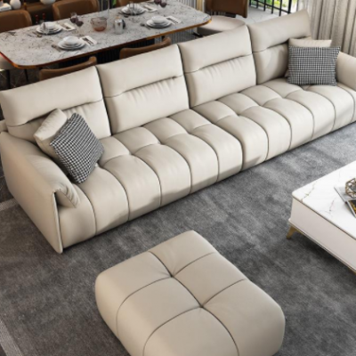 钢琴键沙发现代简约奶油风科技布北欧创意乳胶沙发小户型直排客厅
