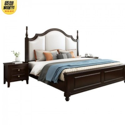 美式实木床轻奢公主床1.8m双人床白色欧式床现代简约高箱储物婚床