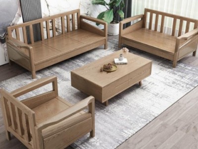 北欧科技布实木沙发 全实木组合白蜡木客厅2022新款沙发冬夏两用