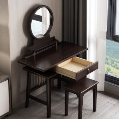 新中式实木梳妆台简约带镜化妆桌轻奢禅意大小户型卧室多功能家具