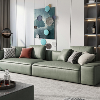 北欧轻奢客厅沙发现代简约别墅三人位转角设计师绿色科技布沙发