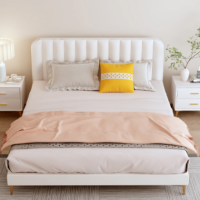 奶油风床科技布轻奢现代简约主卧1.5米双人1.8小户型省空间布艺床