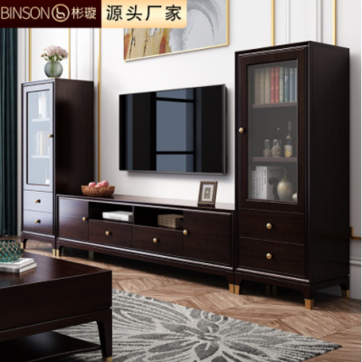 美式轻奢实木电视柜组合后现代简约电视机储物柜小美风格客厅家具