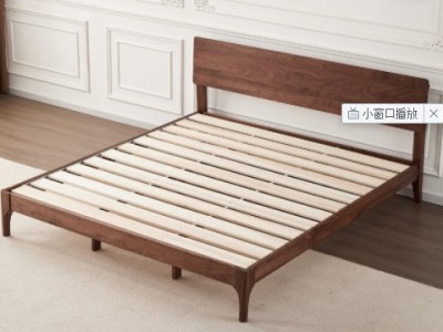 YC北欧实木床1.8米双人床北美黑胡桃木床1.5米原木现代简约婚床图3
