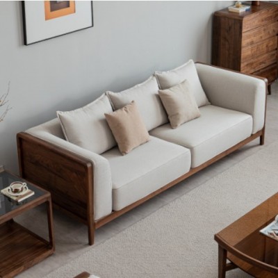 致典 意式极简轻奢风格净空系列北美黑胡桃实木组合沙发 别墅客厅