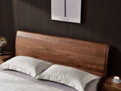 致典 北欧实木床 现代简约双人床1.8米 北美黑胡桃意式轻奢主卧床