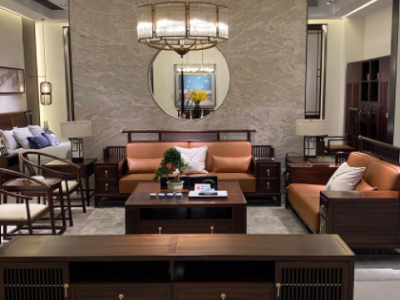 新中式客厅实木沙发现代轻奢乌金木家具酒店别墅高端全屋沙发组合