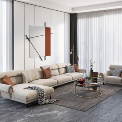 北欧布艺沙发现代简约客厅家具大小户型L型转角贵妃科技布沙发
