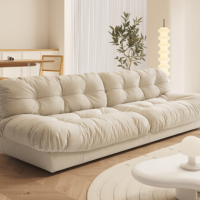 北欧磨砂科技布沙发简约现代三人位羽绒沙发小户型客厅直排布沙发