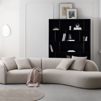 布艺沙发意式现代客厅家具异形转角羽绒沙发组合北欧创意弧形沙发