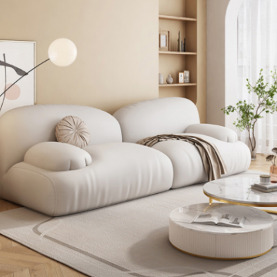 新款奶油风布艺沙发小户型客厅简约现代网红风北欧乳胶科技布沙发