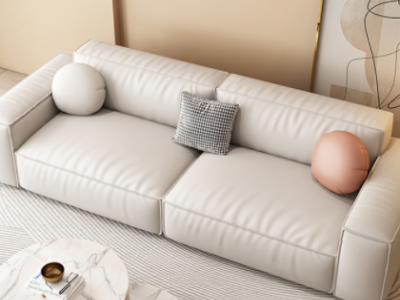 新款科技布沙发豆腐块三人位小户型奶油风沙发北欧网红直排布沙发