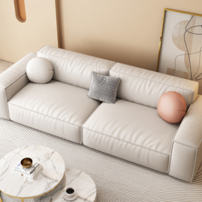 新款科技布沙发豆腐块三人位小户型奶油风沙发北欧网红直排布沙发