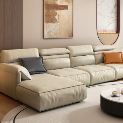 羽绒沙发简约现代网红直排懒人大象耳朵沙发客厅L型科技布艺沙发