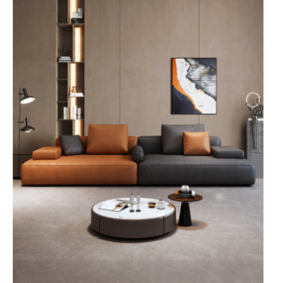 科技布沙发小户型客厅现代简约北欧创意设计师豆腐块超深坐宽沙发