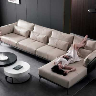 新品极简头层真皮沙发客厅北欧三人位直排组合羽绒简约现代皮沙发