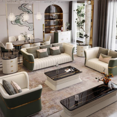 简约后现代高端别墅客厅意式轻奢真皮沙发港式宾利家具组合套装