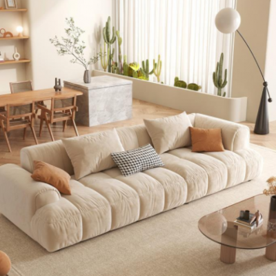 科技布布艺沙发客厅现代简约直排小户型网红方块奶油风baxter沙发