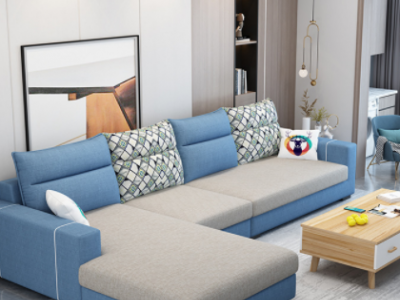 北欧简约现代经济型客厅整装可拆洗撞色乳胶组合布艺沙发型小户型