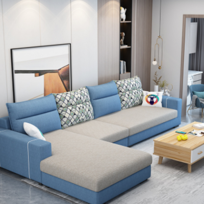 北欧简约现代经济型客厅整装可拆洗撞色乳胶组合布艺沙发型小户型