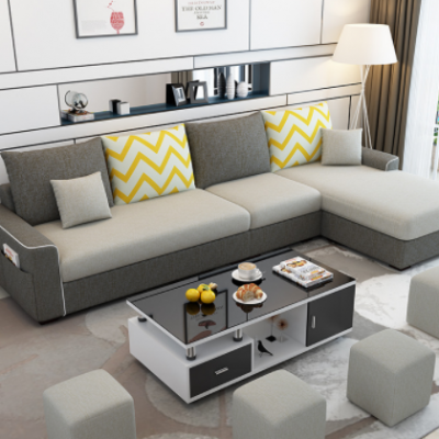 布艺沙发组合可拆洗三人位小户型简约现代公寓乳胶科技布艺沙发