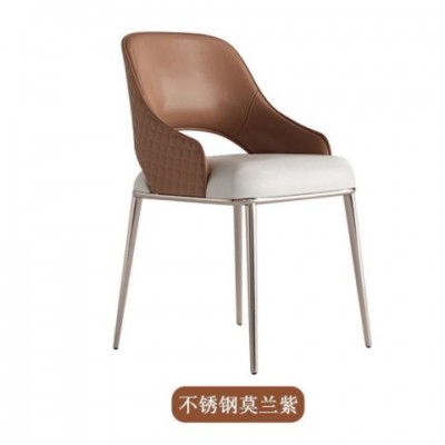 轻奢餐椅不锈钢现代简约设计师家用餐厅意式极简靠背餐椅餐桌椅子