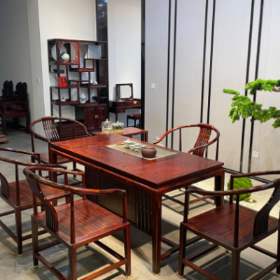 红木茶台 印尼黑酸枝茶台组合 红木茶桌椅组合新中式实木阔叶黄檀
