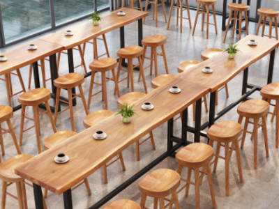 北欧简约实木吧台桌 咖啡厅奶茶店高脚桌椅 休闲靠墙酒吧台桌椅图2